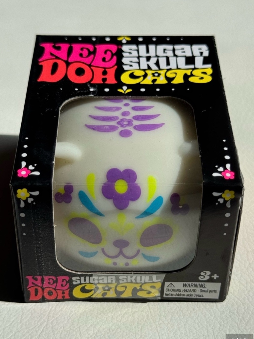 NeeDoh-Sugar Skull Cats Squishy Toy - White & Purple